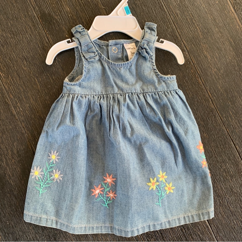 Denim Carter’s dress with flowers 3 months